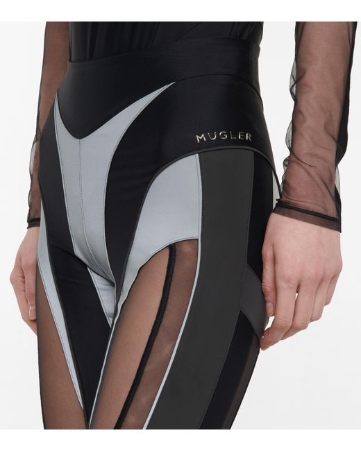 Mugler Mesh-paneled Stirrup leggings in 
