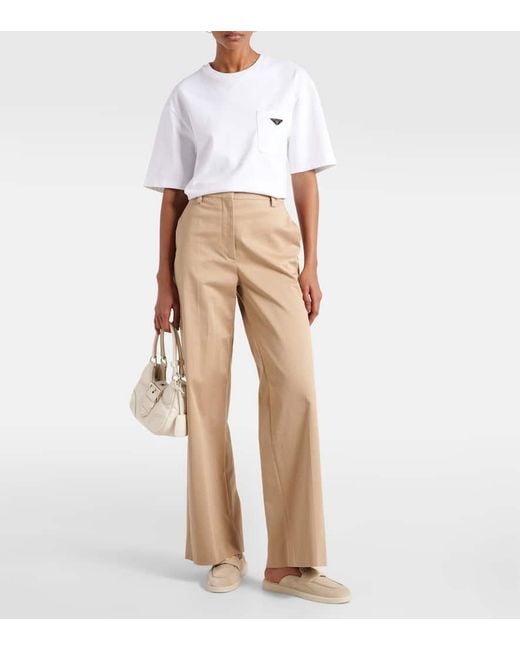 Prada Natural Slippers Aus Veloursleder