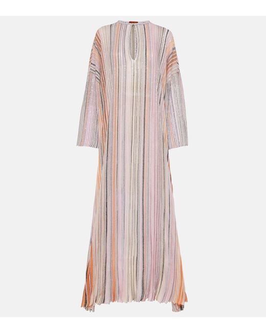 Missoni Pink Kaftan Aus Haekelstrick Mit Pailletten