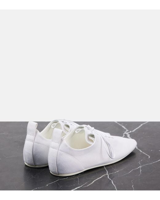 Totême White Canvas Lace-Up Flats
