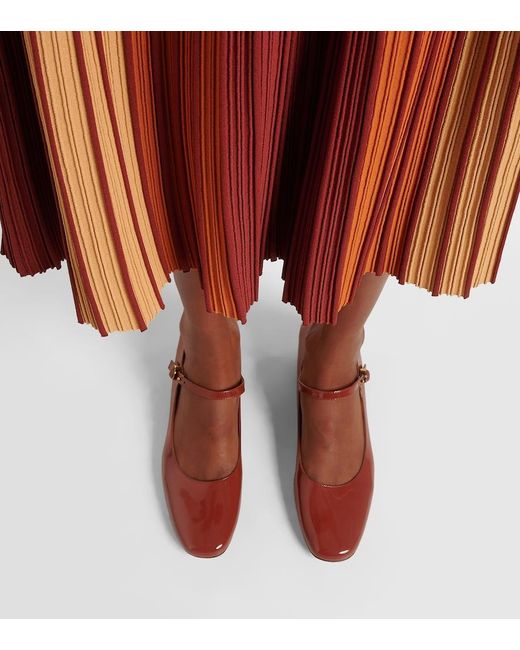 Tod's Brown Patent Leather Mary Jane Pumps