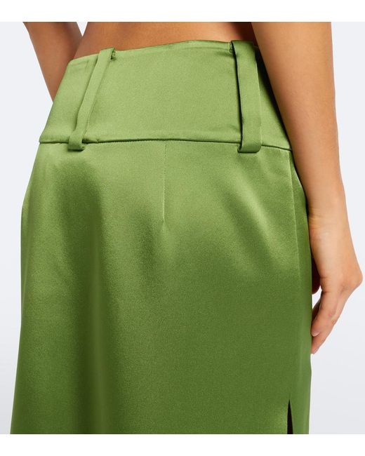 Sportmax Green Satin Midi Skirt