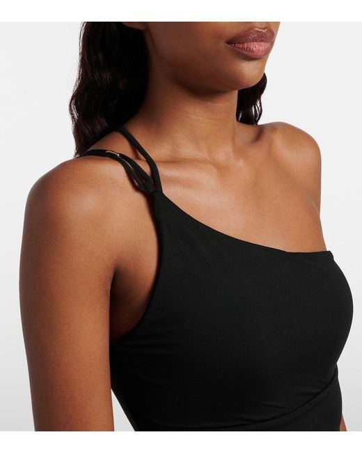 Max Mara Black Cappa One-Shoulder Swimsuit