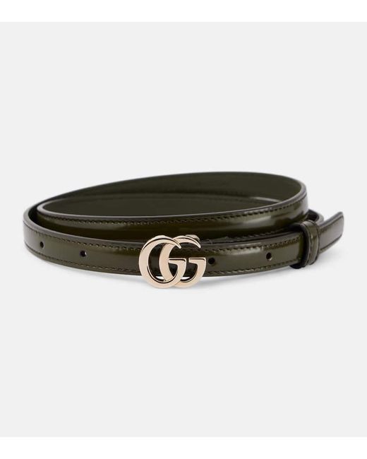 Cintura Double G in pelle di Gucci in Green