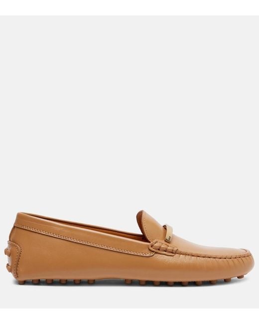 Tod's Brown Gommino Embellished Leather Loafers