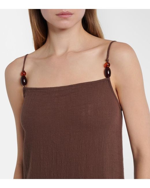 Staud Brown Laura Cotton Gauze Maxi Dress