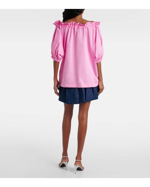 Top En Jersey De Algodon Con Lazo Patou de color Pink