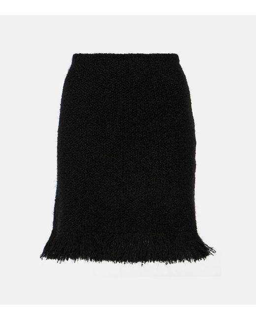 Chloé Black High-Rise Fringed Wool-Blend Miniskirt