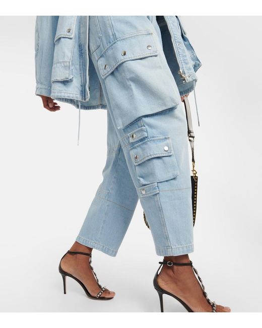 Isabel Marant Blue Elore Denim Cargo Pants