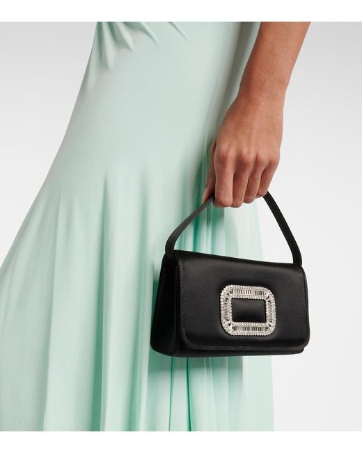Roger Vivier Black Pilgrim Micro Embellished Satin Shoulder Bag