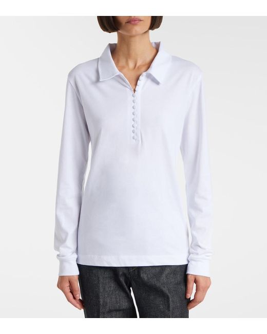 Dries Van Noten White Cotton Jersey Polo Shirt