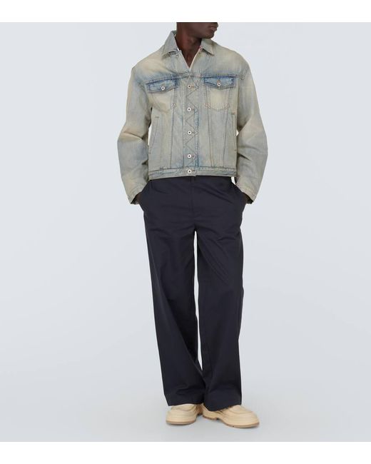 KENZO Gray Drawn Varsity Embroidered Denim Jacket for men