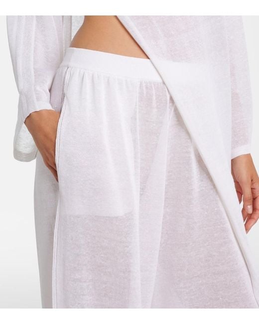 Alaïa White Linen And Silk Wide-Leg Pants