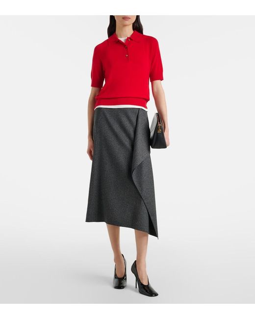 Victoria Beckham Red Wool Polo Shirt