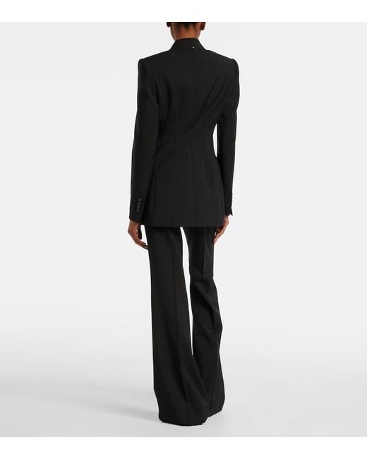 Sportmax Blue Virgin Wool Flared Pants