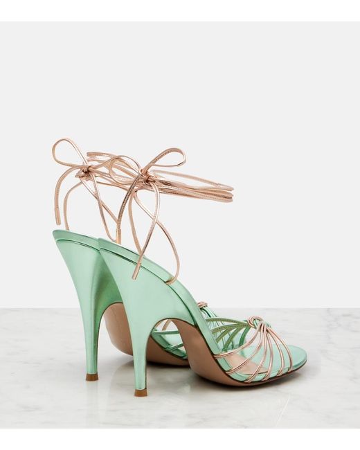 Gianvito Rossi Metallic Leather Slingback Sandals