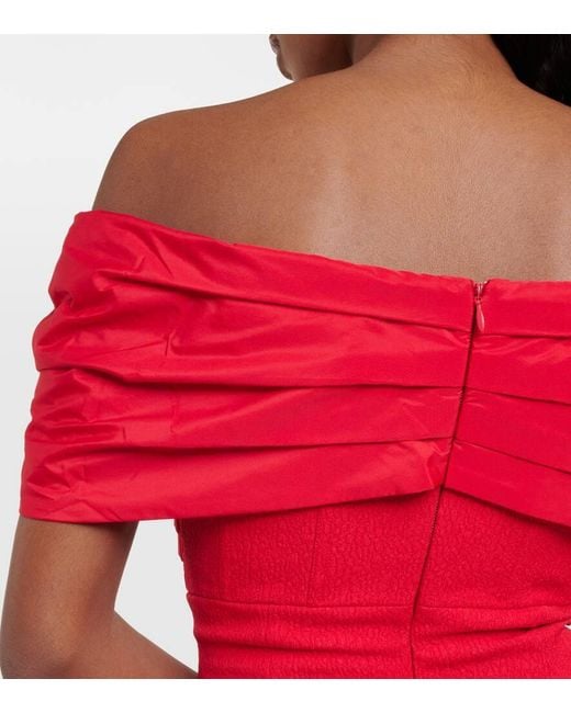 Rebecca Vallance Red Off-Shoulder-Midikleid Chiara Aus Crepe