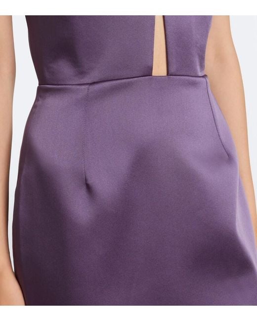 The New Arrivals Ilkyaz Ozel Purple Noa Scarf-Detail Satin Gown