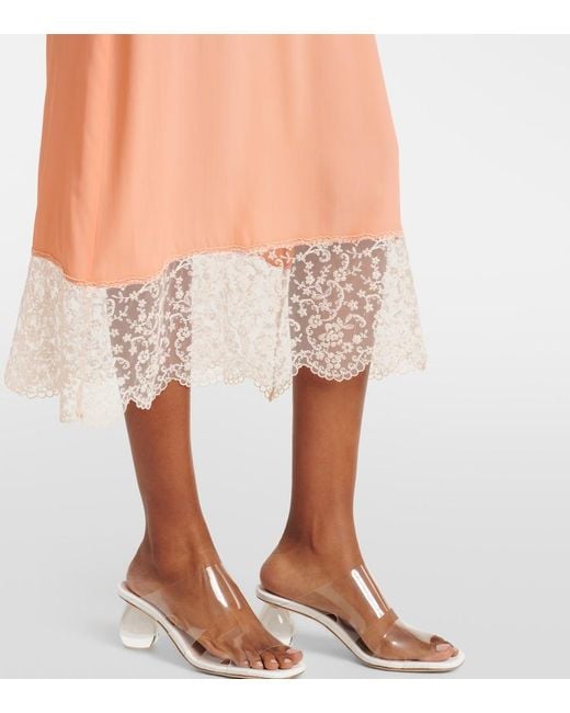 Simone Rocha Pink Lace-Trimmed Crepe De Chine Slip Dress