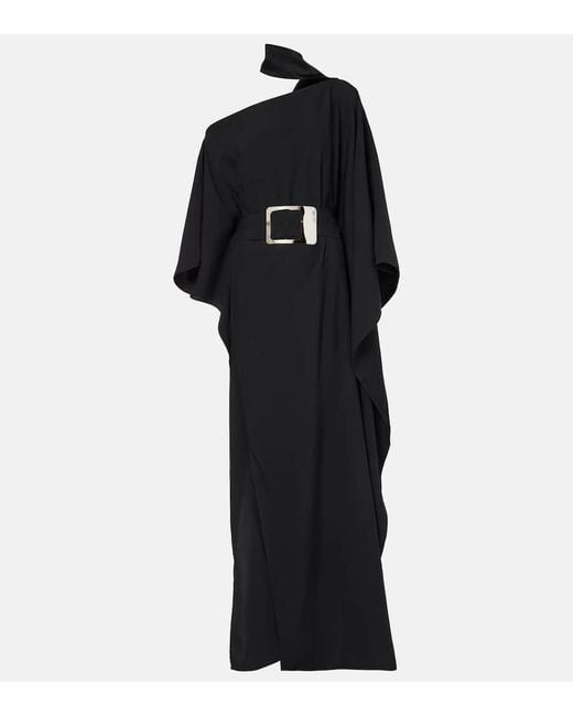 ‎Taller Marmo Black Taylor One-Shoulder Crepe Cady Kaftan