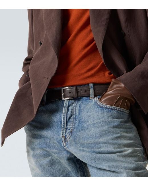 Saint Laurent Black Vadim Leather Belt for men