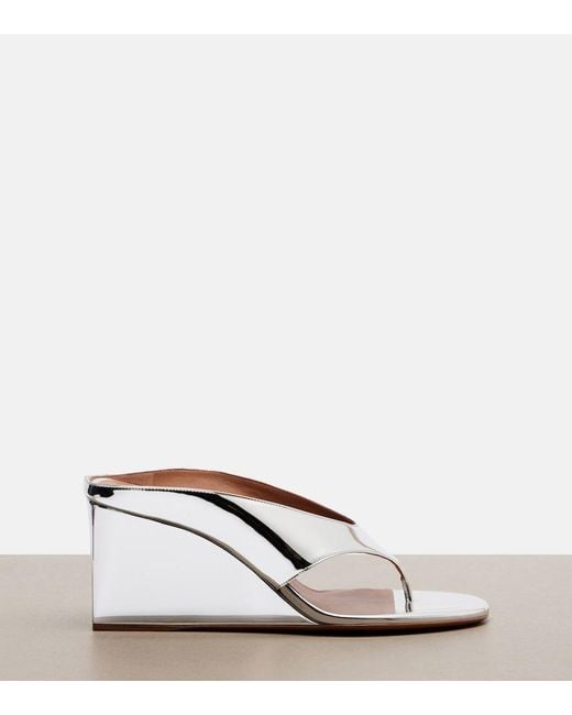 Alaïa Brown Cube Mirrored Wedge Thong Sandals