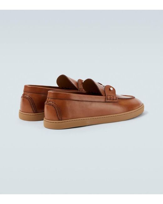 Christian Louboutin Brown Chambeliboat Leather Boat Shoes for men