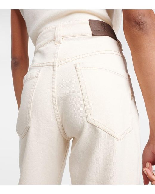 Jeans A Gamba Larga di Brunello Cucinelli in Natural