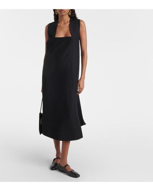 Co. Black Border Wool-Blend Faille Midi Dress