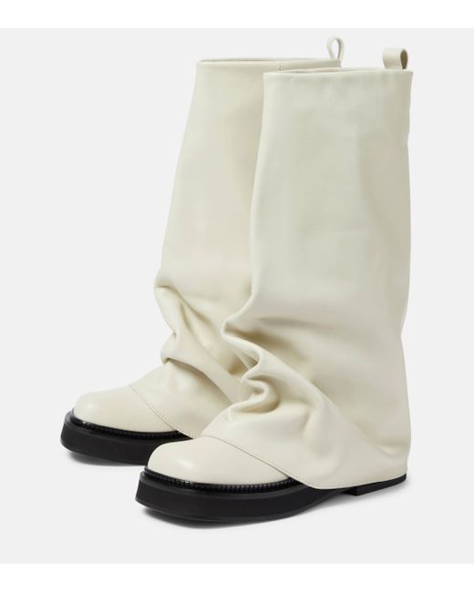 The Attico White Robin Leather Knee-high Combat Boots