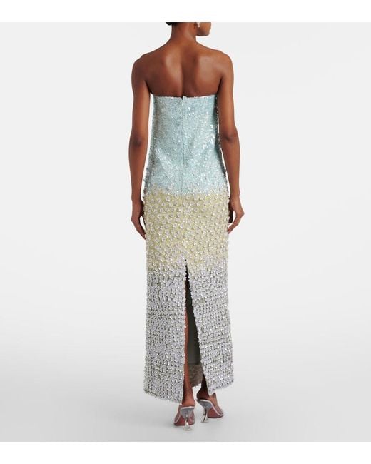 La Fuori White Embellished Silk Bustier Dress