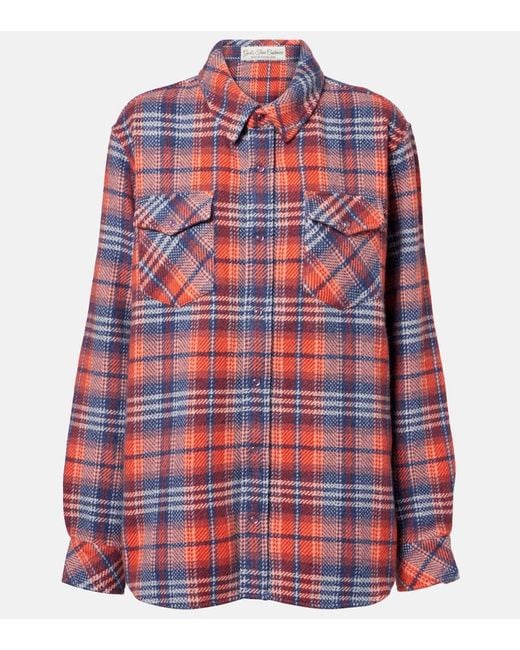 God's True Cashmere Red Americana Plaid Cashmere Shirt