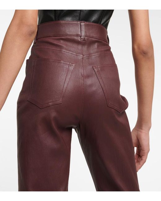 Stouls Purple Terry High-Rise Straight Leather Pants