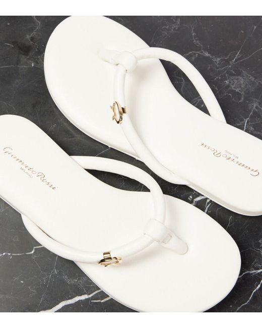 Gianvito Rossi White Juno Leather Thong Sandals