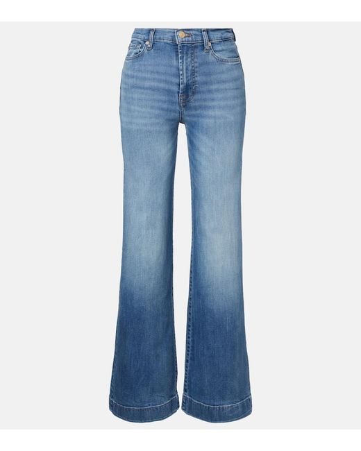 7 For All Mankind Blue Modern Dojo Wide-Leg Jeans