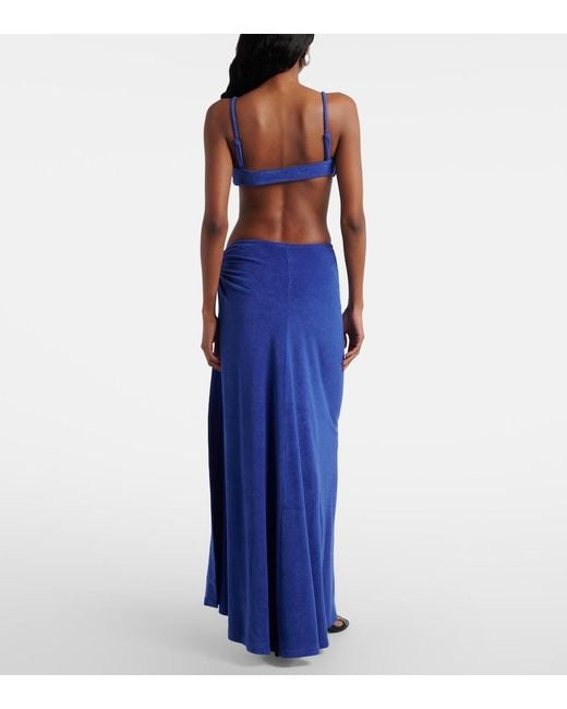 Christopher Esber Blue Cotton-Blend Terry Maxi Skirt