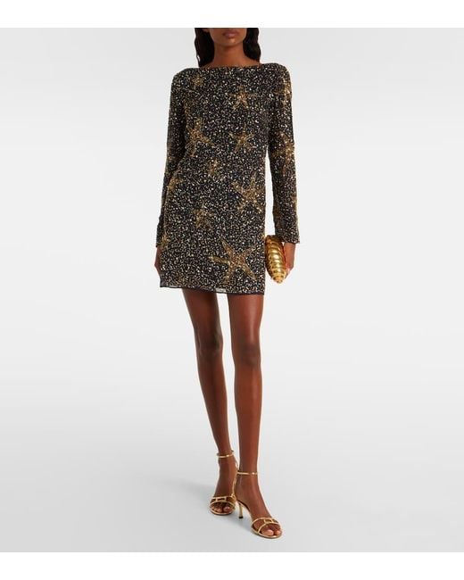 Rixo Black Ilse Sequined Minidress