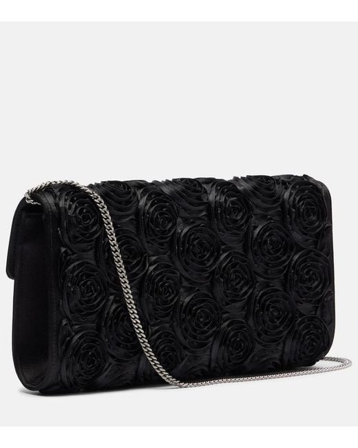 Roger Vivier Black Efflorescence Embellished Satin Clutch