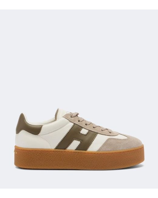 Hogan Natural Cool Suede-Trimmed Leather Platform Sneakers