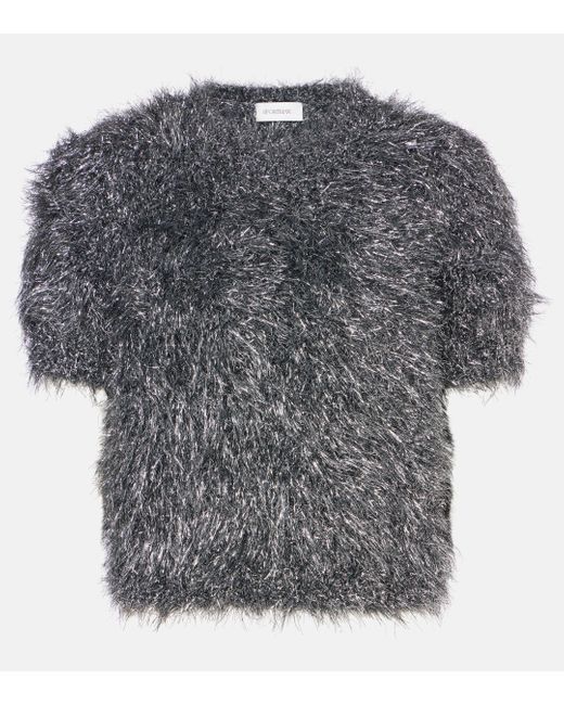 Sportmax Gray Metallic Lame Knitted Sweater