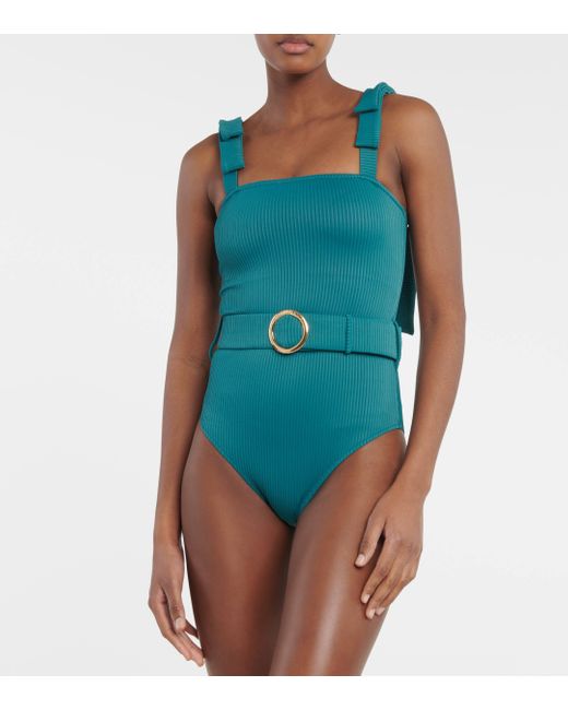 Alexandra Miro Green Audrey Bow-detail Belted Swimsuit