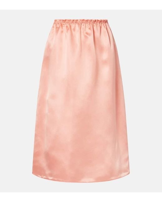 Prada Pink Silk Midi Skirt