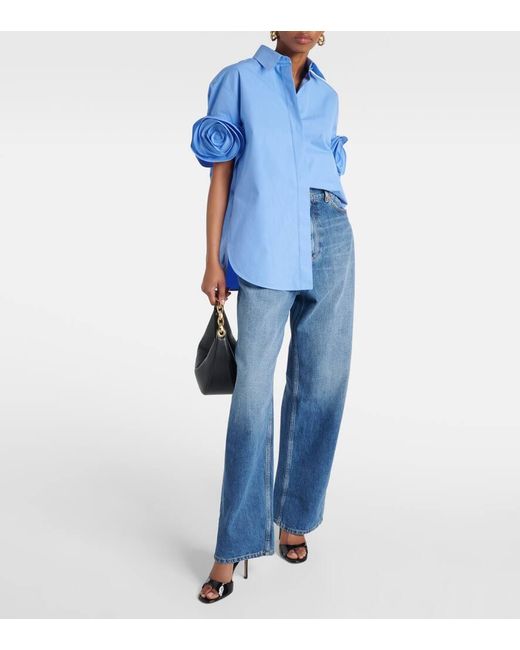 Valentino Blue High-Rise Straight Jeans