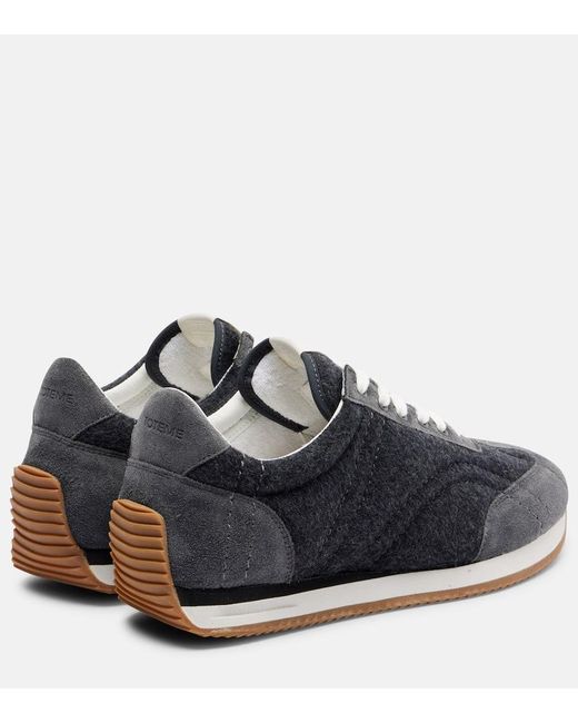 Totême  Blue Suede-Trimmed Sneakers