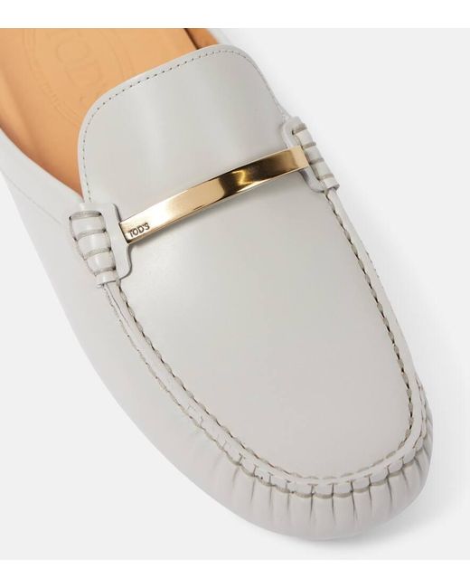 Tod's White Slippers Gommino Aus Leder