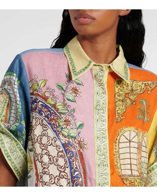 Camisa Monte De Lino Estampado ALÉMAIS de color Orange