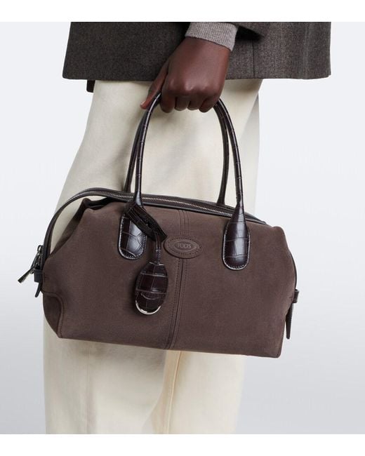 Tod's Brown Bauletto Small Suede Tote Bag