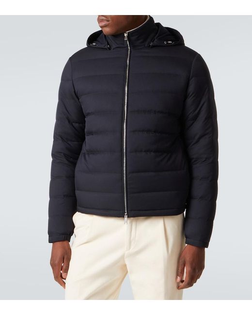 Zegna Blue Technical Twill Down Jacket for men