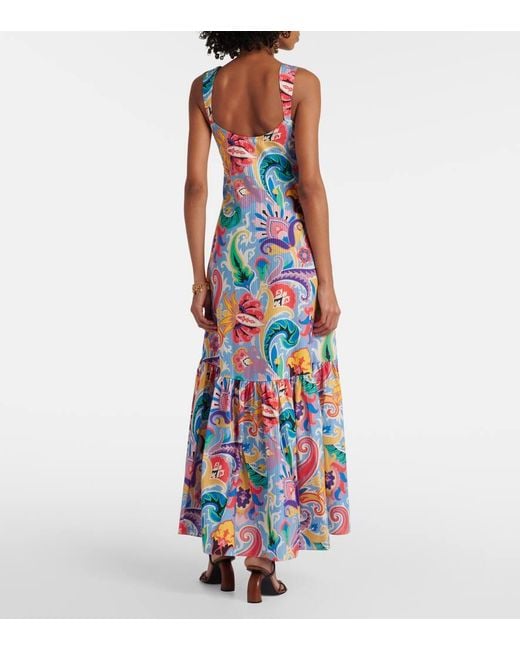 Etro White Printed Cotton And Silk Maxi Dress