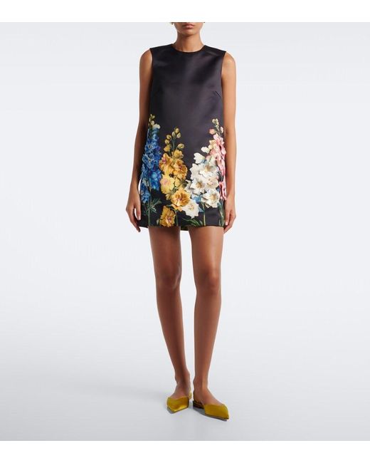 LEO LIN Black Yvonne Floral-Applique Minidress